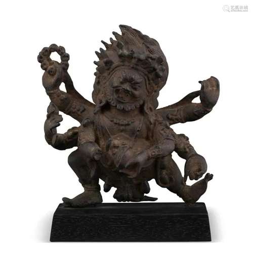 TIBET，18TH CENTURY AN IRON FIGURE OF MAHAKALA