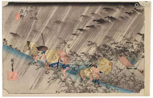 UTAGAWA HIROSHIGE Shono，hakuu (Shono: driving rain)