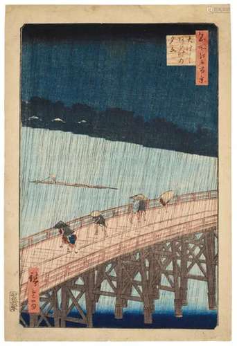 UTAGAWA HIROSHIGE Ohashi Atake no yudachi (Ohashi bridge，sud...