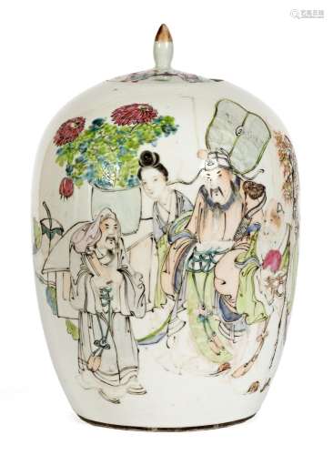 Chine, XIX-XXe siècle
Pot couvert en porcelaine à décor
