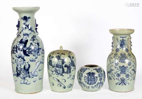 Chine, XIXe siècle
Lot comprenant deux pots dont un cou