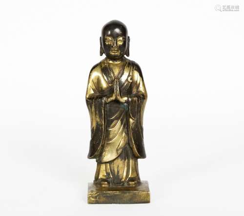 Chine, XIX-XXe siècle
Statue de Luohan en bronze partie