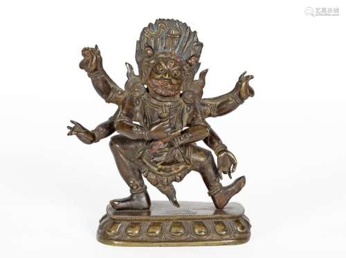Tibet, XVIIIe siècle
Statue de divinité à six bras en b