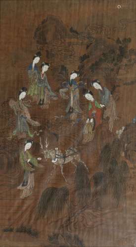 Chine, Epoque Qing (1644-1912)
Elégantes.
Peinture sur