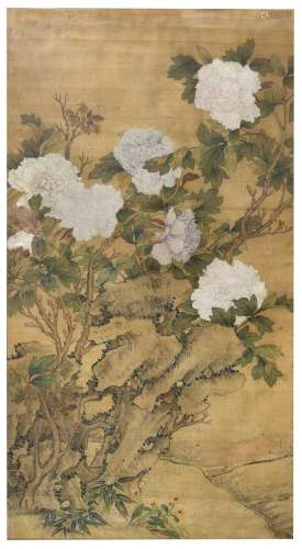Chine, XVIII-XIXe siècle
Pivoines.
Encre et couleur sur