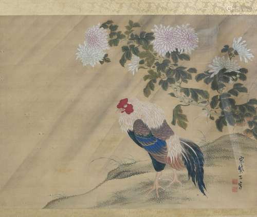 Japon, Epoque Edo (1603-1868)
Coq dans un feuillage.
En