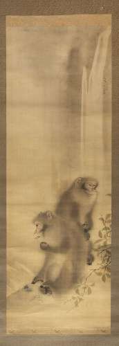 Mori SOSEN (1747-1821) attribué à
Deux singes.
Encre et