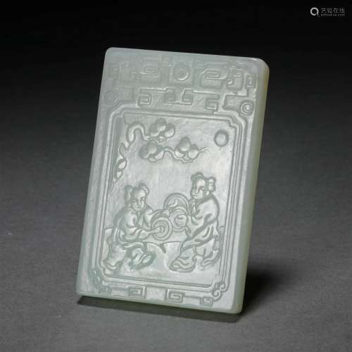 Qing dynasty Hetian jade Zi gang brand