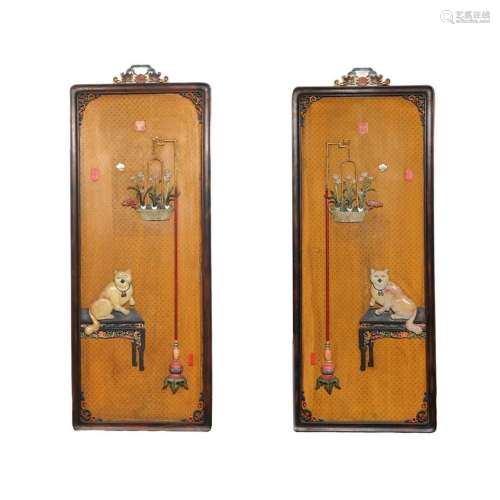 A pair of Qing Dynasty court treasures embedded in the hangi...