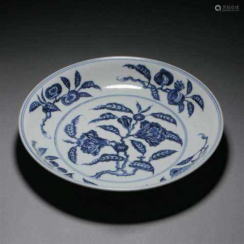 Three kinds of blessing plates of blue and white porcelain i...