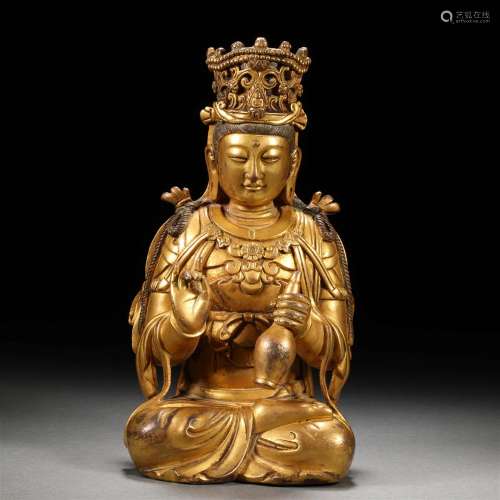 Ming dynasty bronze gilt Guanyin Buddha statue