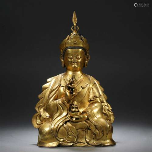 Ming dynasty bronze gilt lotus statue of Buddha