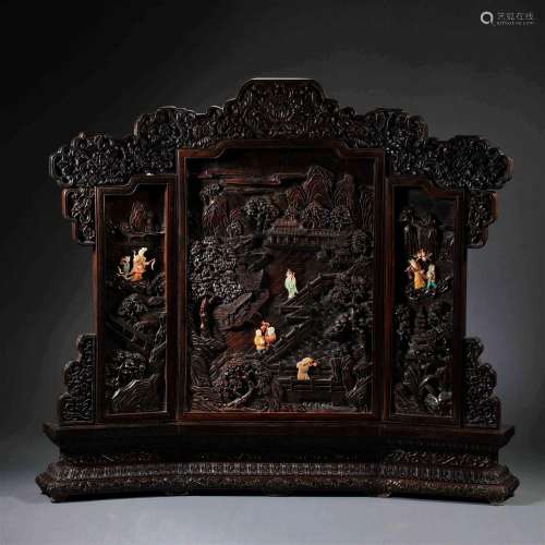Qing dynasty rosewood screen