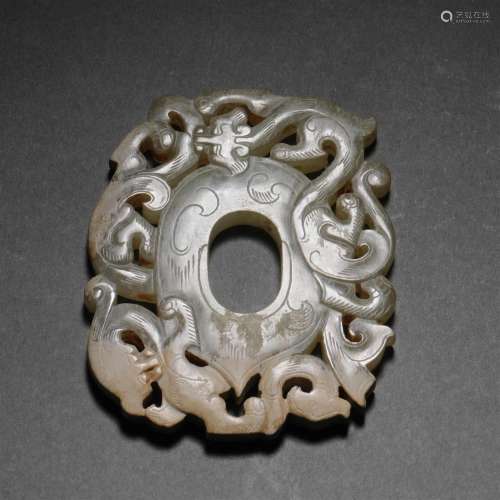 Han dynasty Hetian jade red dragon jade pei
