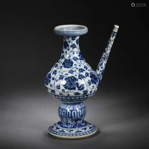 Qing dynasty blue and flower bouquet lotus army holding a po...