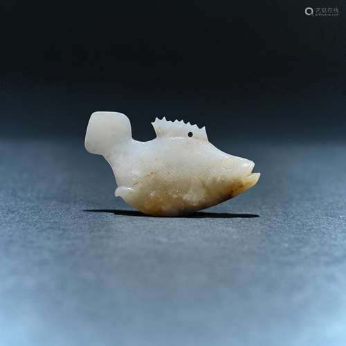 Ancient Hotan white jade fish