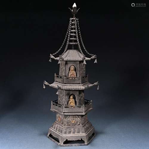 Ancient silver gilded stupa