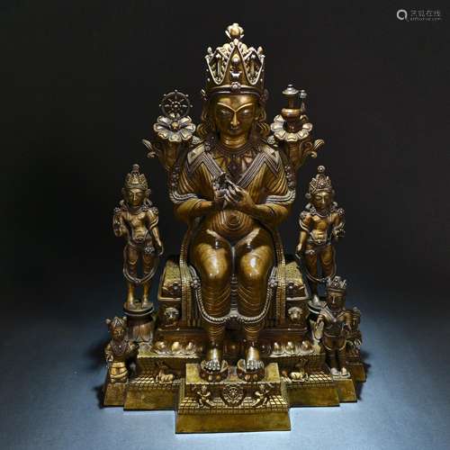 Ancient Kashmiri alloy bronze statue of Sakyamuni Buddha