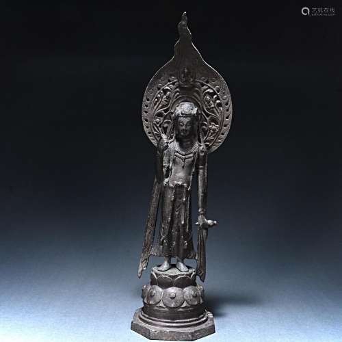 Ancient bronze Guanyin statue