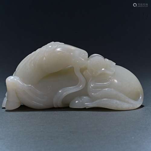 White jade horse from Hotan in Qing Dynasty