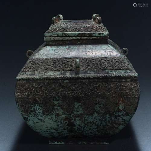 Ancient bronze square pot