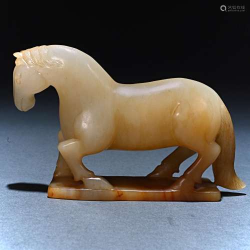 Ancient Hotan white jade horse
