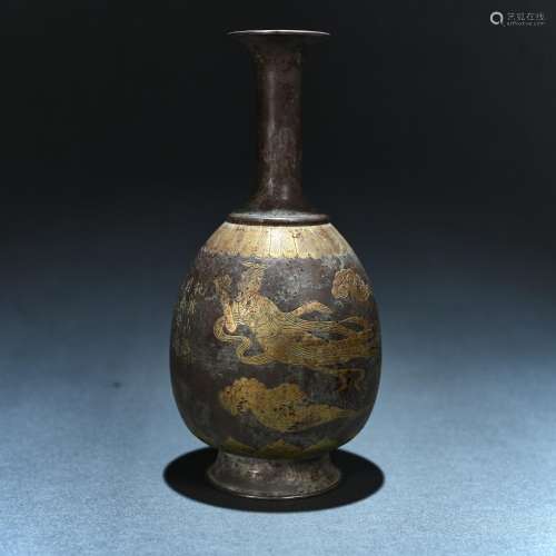 Ancient silver gilt figure clean vase
