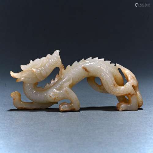 Ancient Hotan white Jade dragon decoration