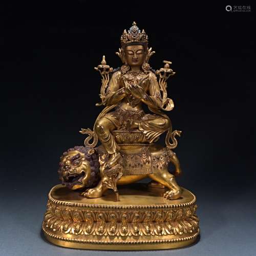 Gilt bronze statues of Manjusri Bodhisattva from the Qing Dy...
