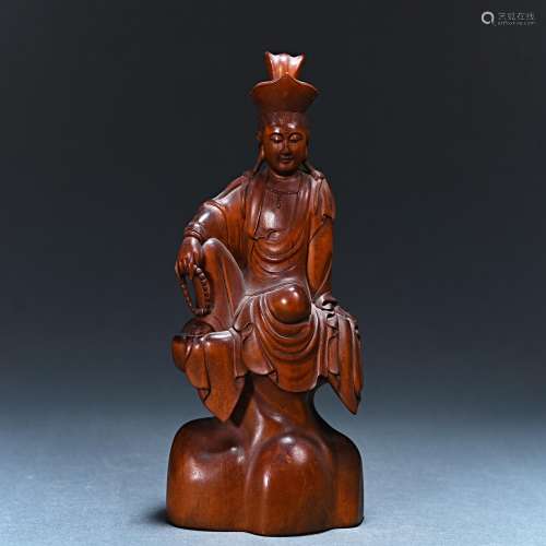 Qing Dynasty boxwood Buddha statue