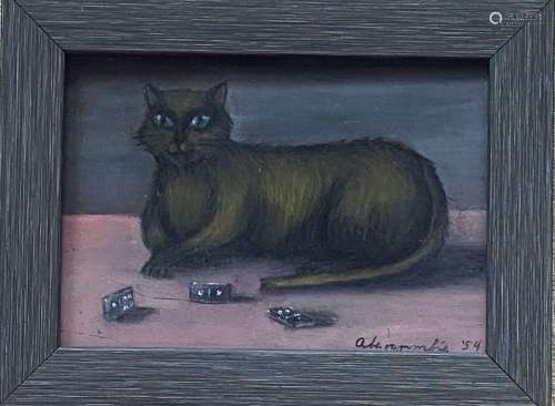 GERTRUDE ABERCROMBIE 1909-1977 OIL PAINTING ON MASONITE CAT ...