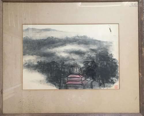 FONG CHOW 1923-2012 AMERICAN CHINESE INK PAINTING ON PAPER L...