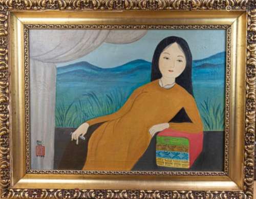 IN STYLE OF MAI TRUNG THU 1906-1980 OIL PAINTING ON CANVAS