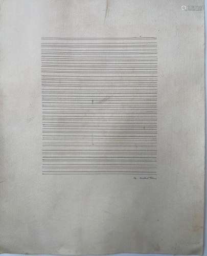 AGNES MARTIN AMERICAN INK DRAWING ON PAPER