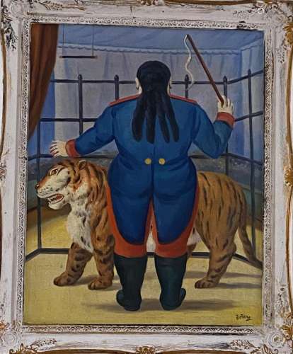 IN STYLE OF FERNANDO BOTERO B.1932 COLUMBIAN OIL PAINTING ON...