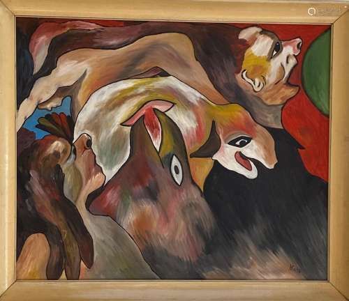 FRANZ MARC 1880-1916 GERMAN OIL PAINTING ON CANVAS
