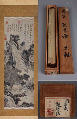 CHINESE SCROLL PAINTING OF MOUNTAIN VIEWS SIGNED BY TANGYIN