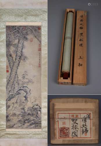 CHINESE SCROLL PAINTING OF PINE SIGNED BY JIANG TINGXI