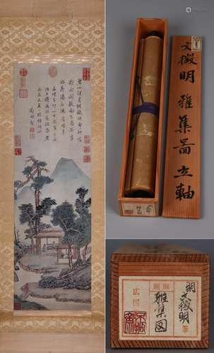 CHINESE SCROLL PAINTING OF MOUNTAIN VIEWS SIGNED BY WEN ZHEN...