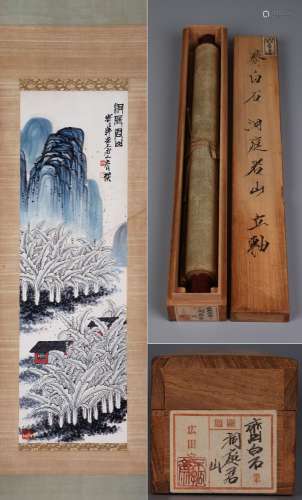 CHINESE SCROLL PAINTING OF LANDSCAPE SIGNED BY QI BAISHI