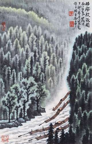 CHINESE SCROLL PAINTING OF MOUNTAIN VIEWS SIGNED BY LI KERAN