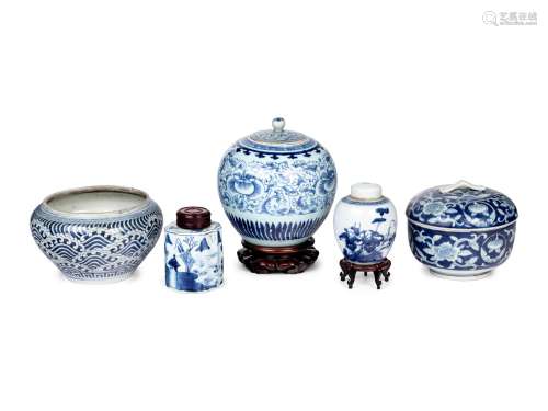A Group of Blue and White Porcelain Articles