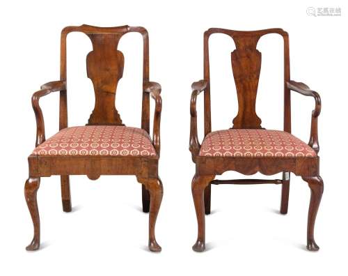 Two George II Walnut Armchairs