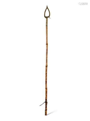 A Victorian Brass Mounted Bamboo Reaching Clamp