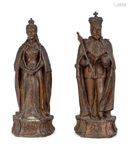 A Pair of Edwardian Cast Metal Commemorative Models of Edwar...