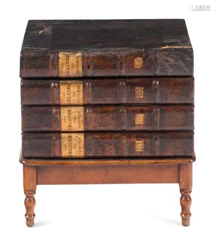 A Louis Philippe Book Spine and Birch Low Storage Table
