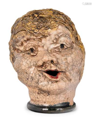 A Studio Ceramic Polychrome Glazed Musical Head