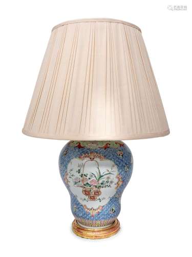 A Chinese Export Porcelain Vase Mounted as a Lamp