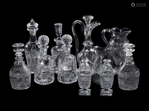 Eleven Anglo-Irish and Other Cut Glass Articles