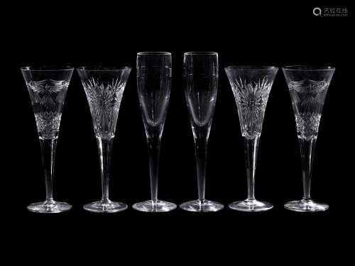 A Group of Waterford Cut Glass Champagne Flutes